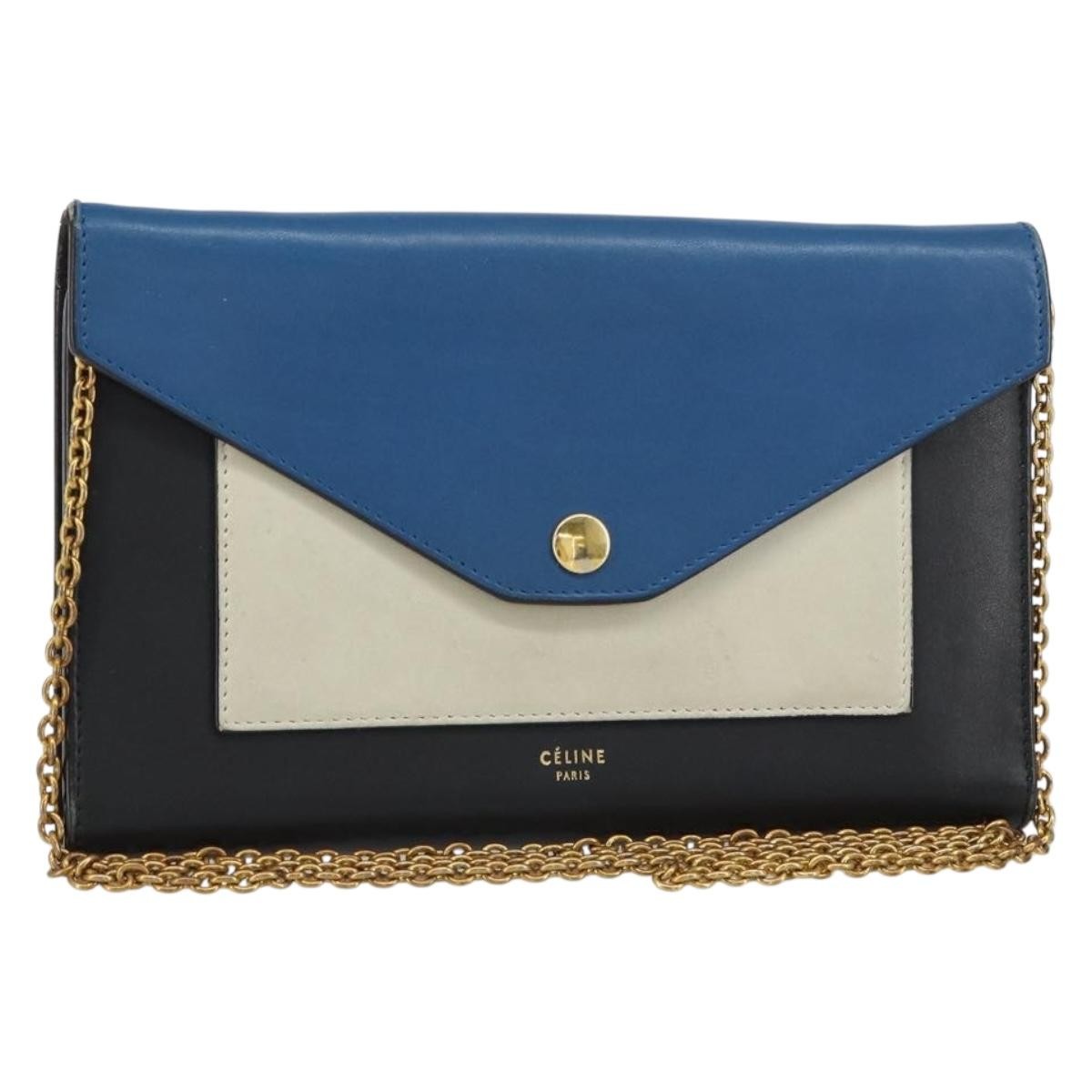 Celine Pocket Envelope Wallet On Chain Leather Multicolour Leather Clutche & Pouche Bag