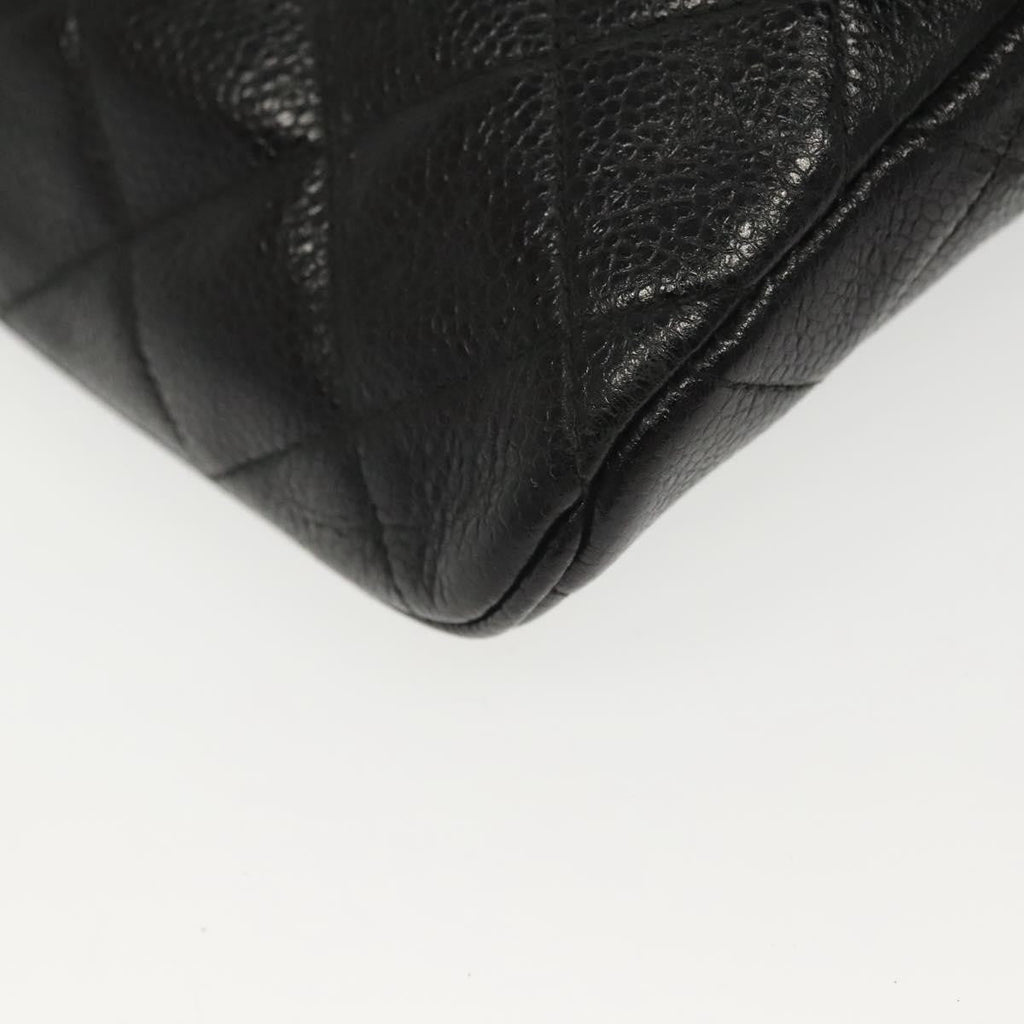 Chanel Vintage Zip Belt Bag Quilted Caviar Black Leather Clutche & Pouche Bag