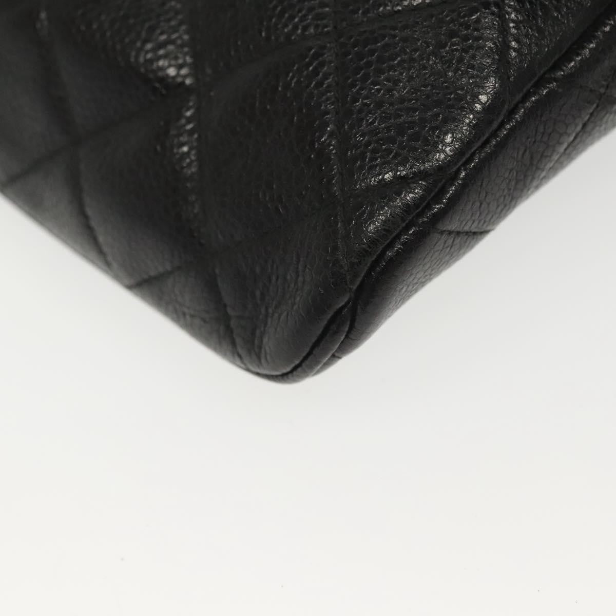 Chanel Vintage Zip Belt Bag Quilted Caviar Black Leather Clutche & Pouche Bag