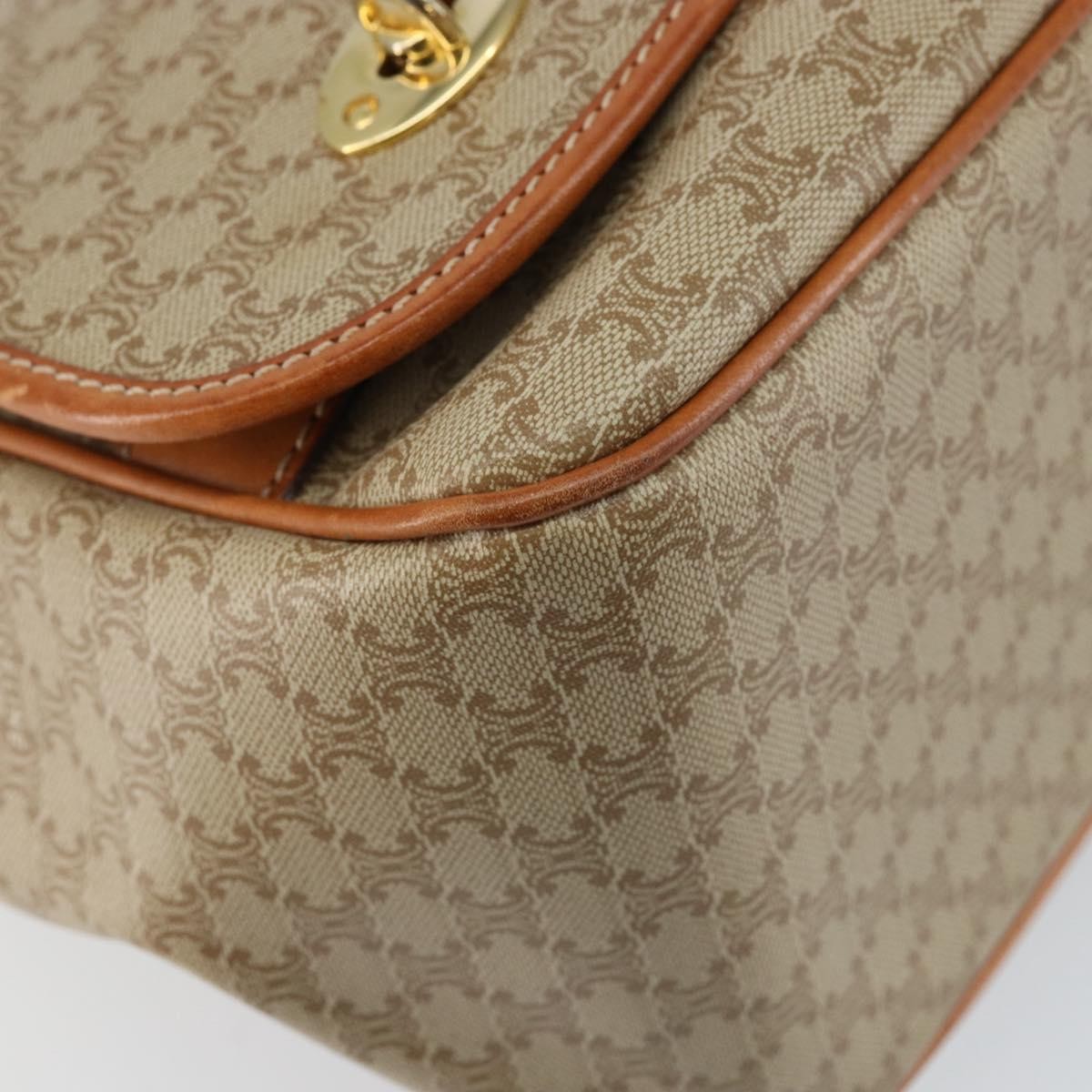 Celine Macadam Shoulder Bag Pvc Leather Beige Canvas Bag
