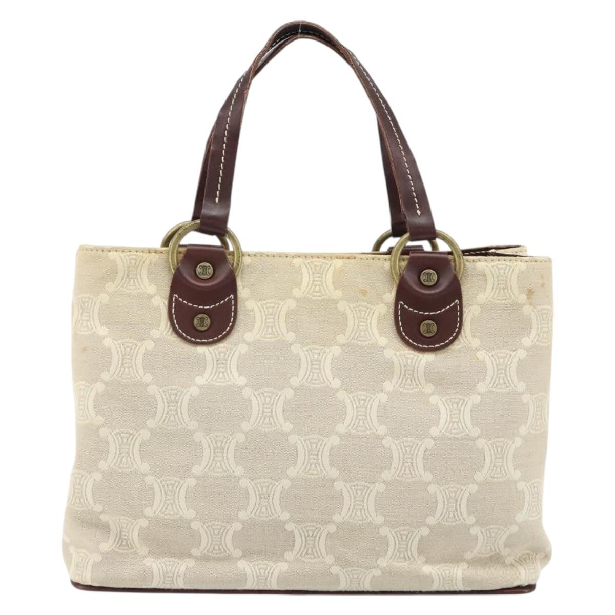 Celine Vintage Macadam Handbag Canvas And Leather Beige Canvas Handbag