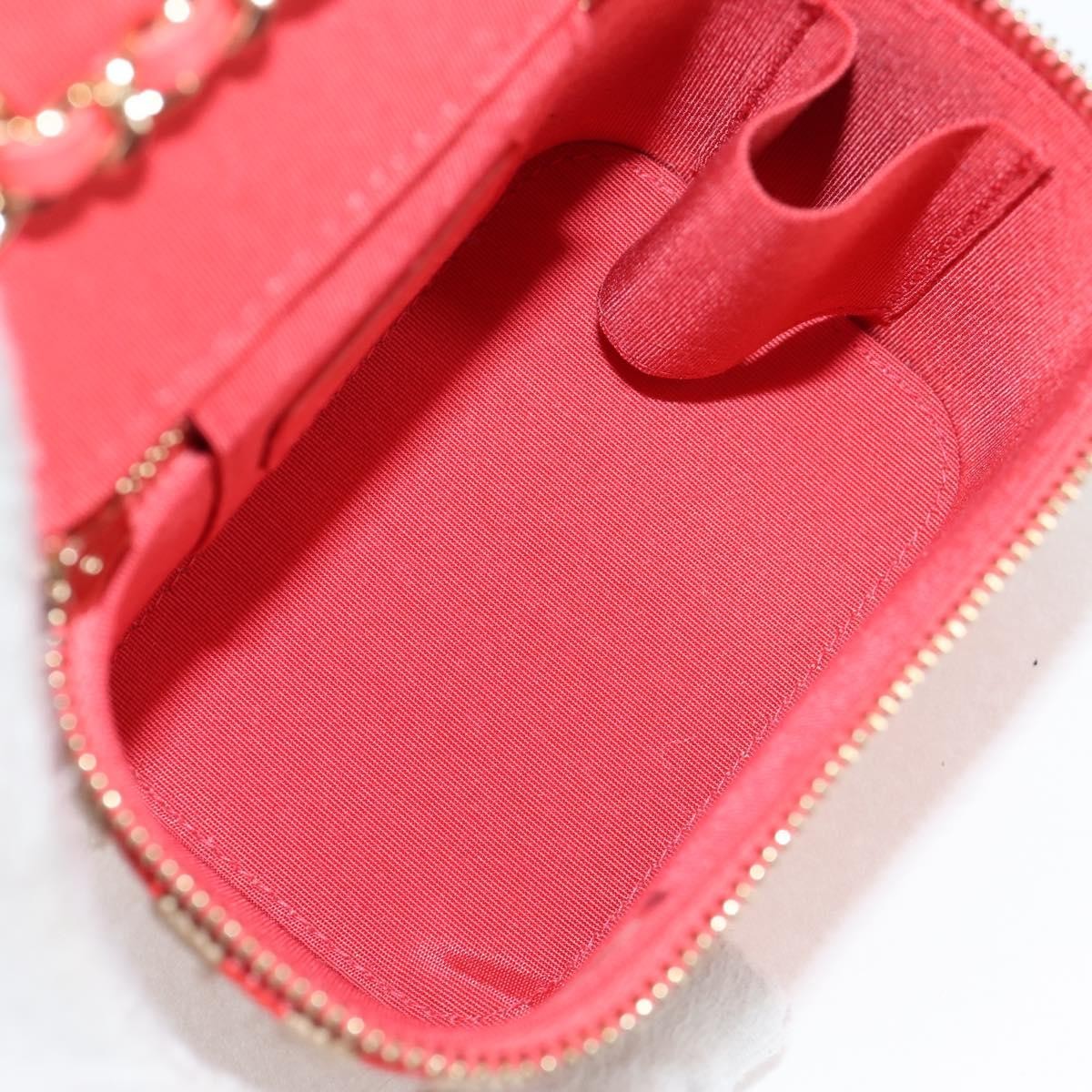 Chanel Classic Vanity Case With Chain Striped Raffia And Jute Red Canvas Shoulder Bag Bag