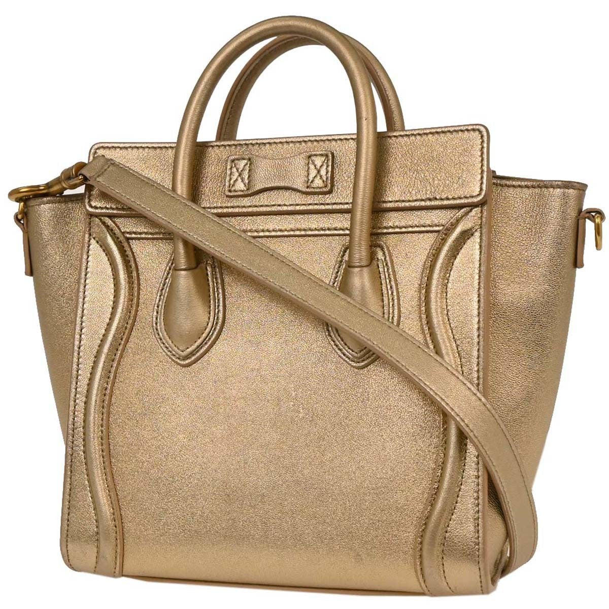 Celine Luggage Bag Smooth Leather Gold Leather Tote Bag Bag