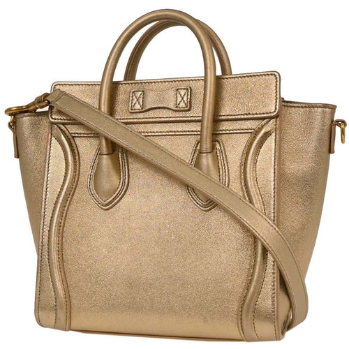 Celine Luggage Bag Smooth Leather Gold Leather Tote Bag Bag