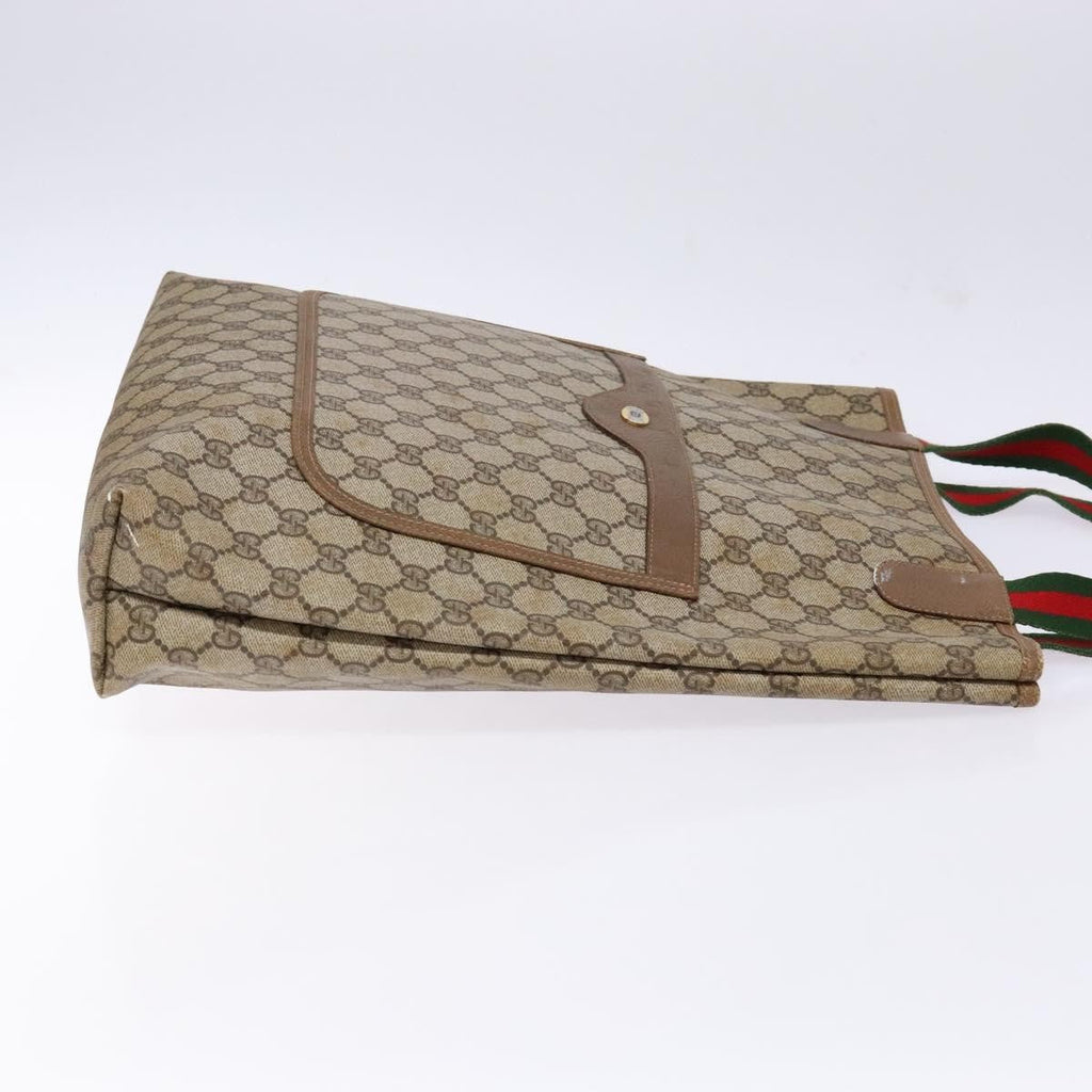 Gucci Ophidia Front Pocket Shopper Tote Gg Coated Canvas Beige Canvas Tote Bag Bag (Pre-Owned)