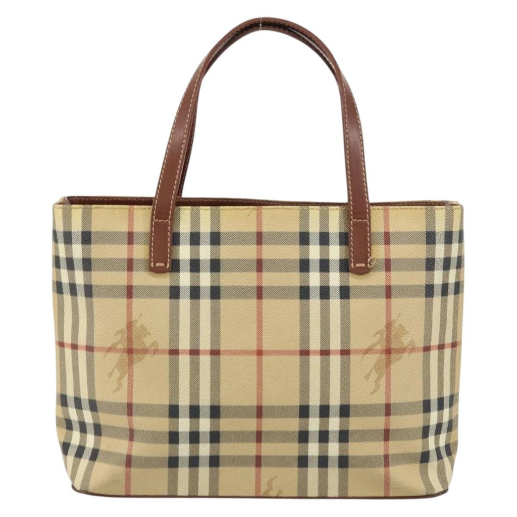 Burberry Top Handle Tote Haymarket Coated Canvas Beige Canvas Handbag