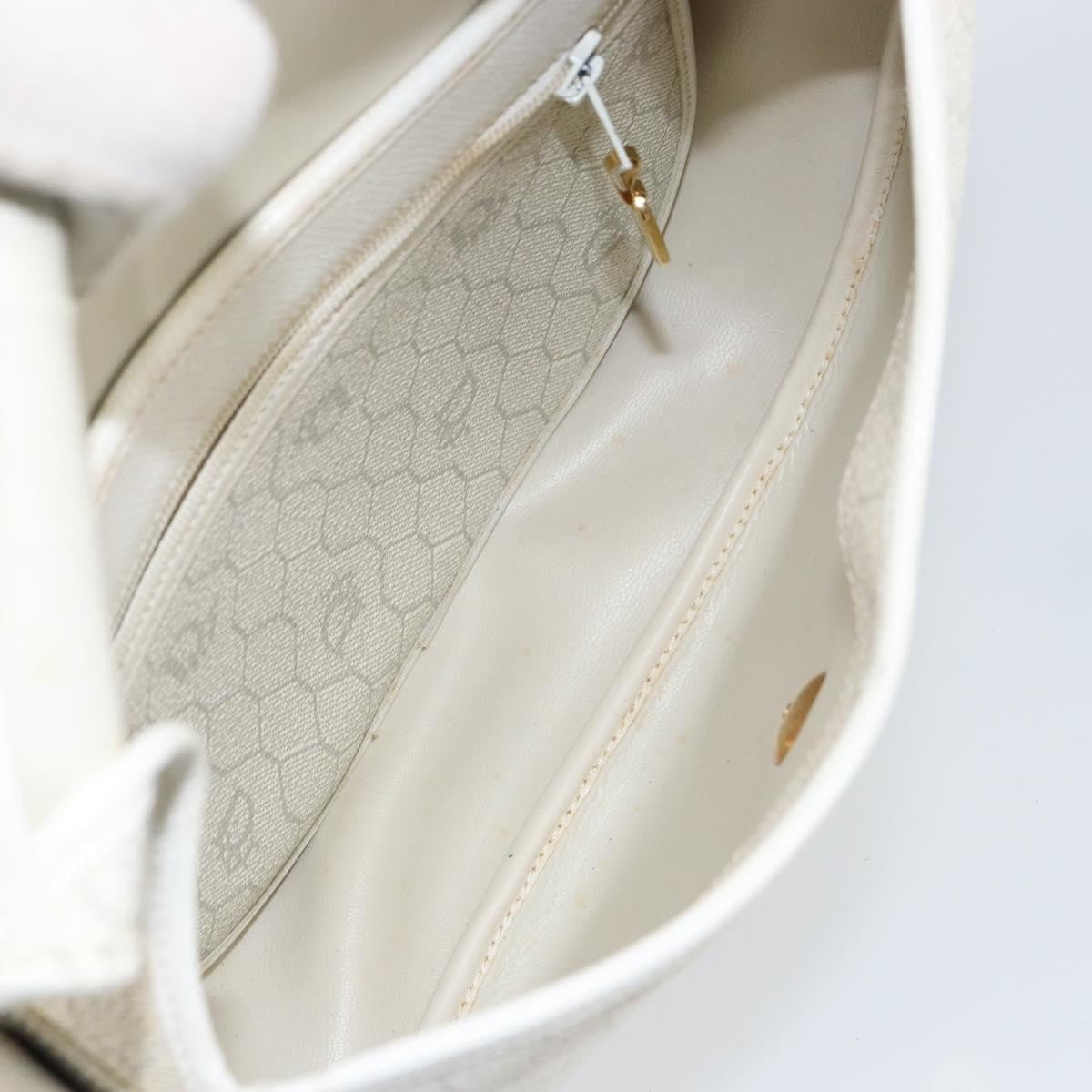 Christian Dior Vintage Honeycomb Flap Crossbody Bag Canvas And Leather White Canvas Shoulder Bag Bag (Pre-Owned)