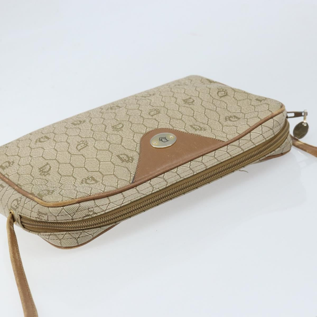Christian Dior Vintage Honeycomb Shoulder Bag Canvas And Leather Beige Canvas Shoulder Bag Bag (Pre-Owned)