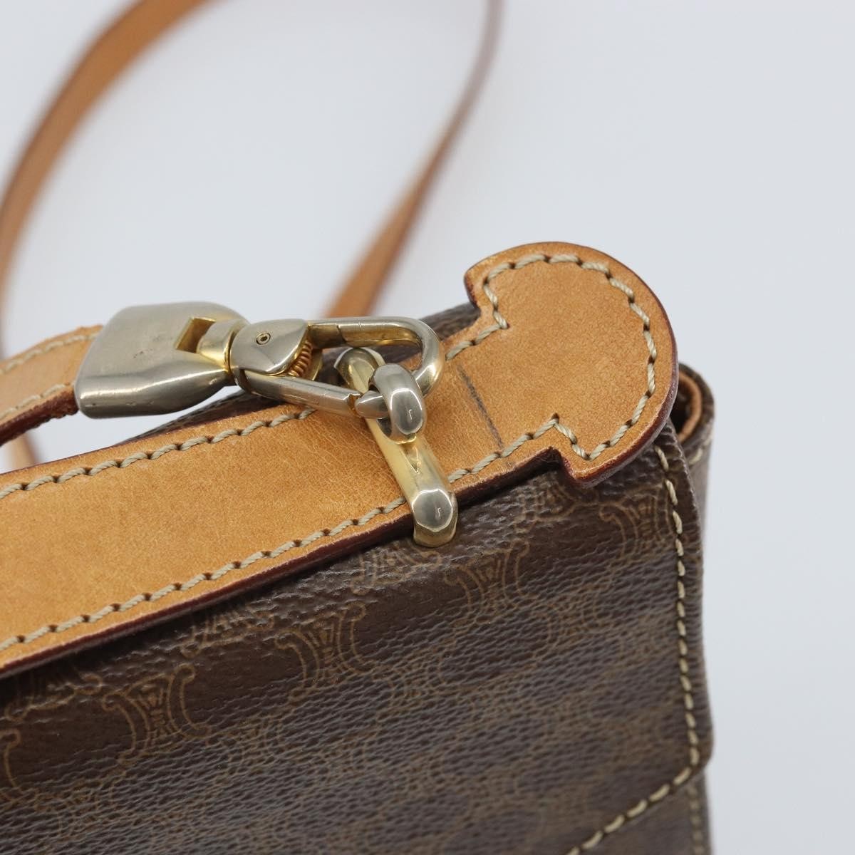 Celine Vintage Macadam Shoulder Bag Canvas And Leather Brown Canvas Shoulder Bag Bag