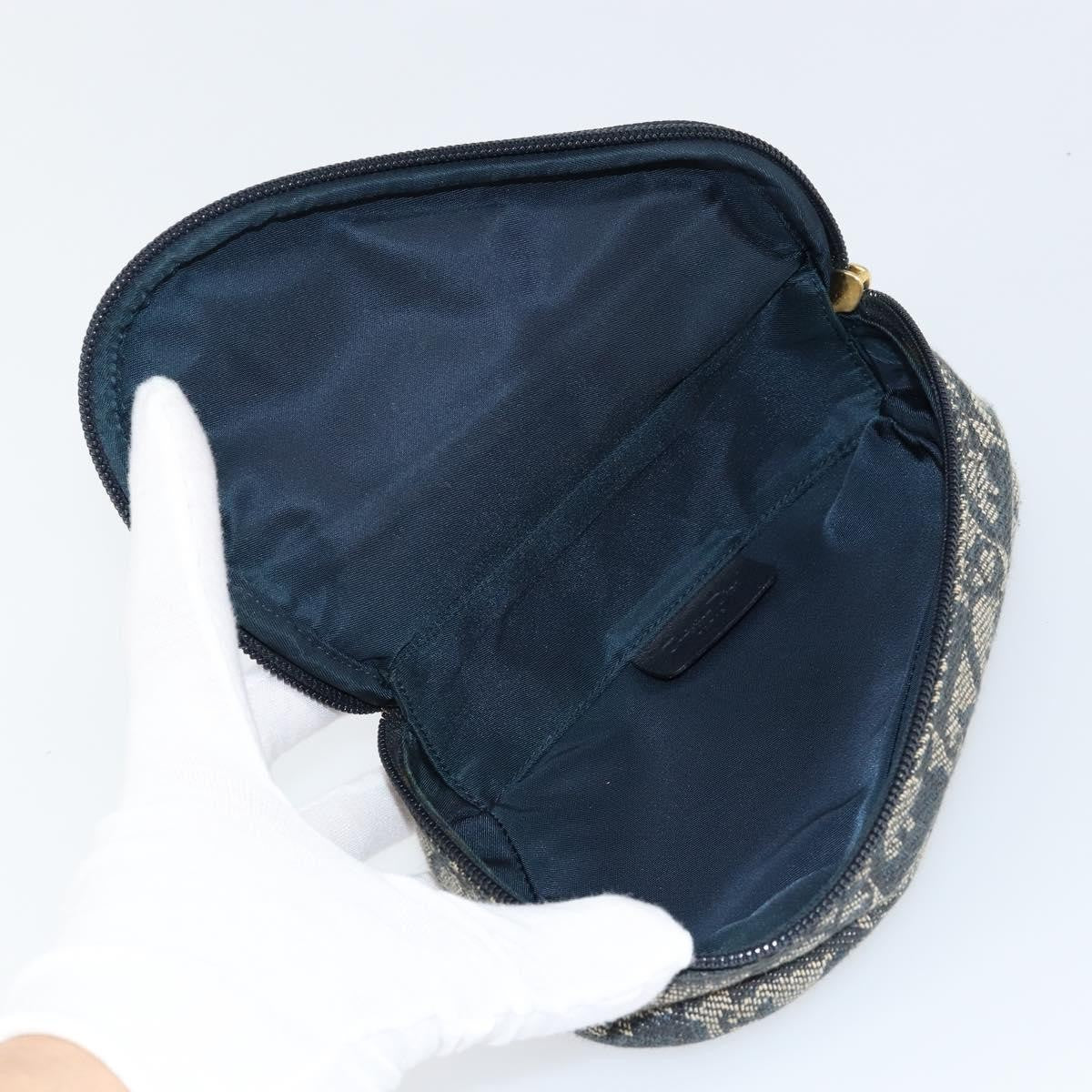 Christian Dior Vintage Saddle Coin Purse Diorissimo Canvas Blue Canvas Clutche & Pouche Bag (Pre-Owned)