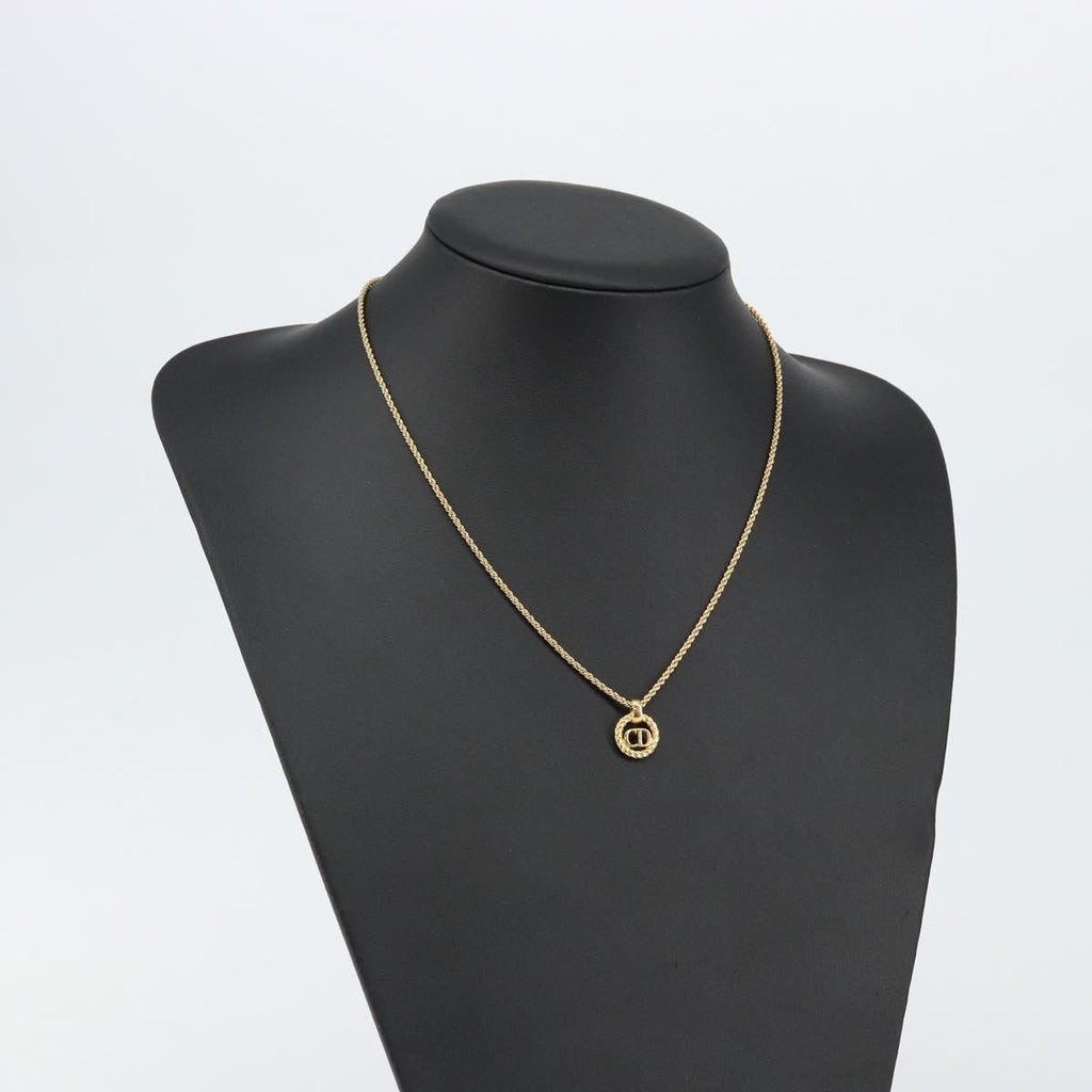 Christian Dior Cd Round Pendant Necklace Metal Gold Metal Necklace Jewelry (Pre-Owned)