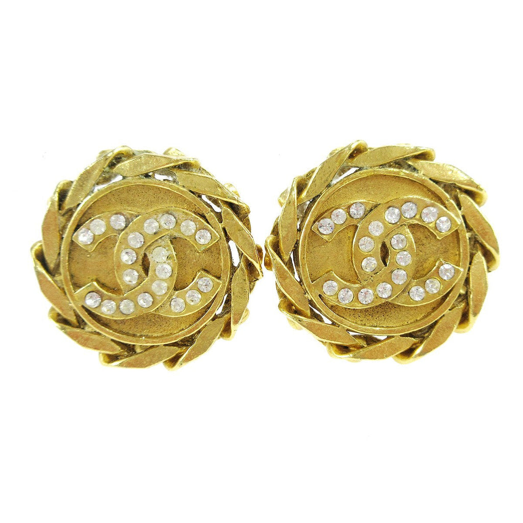 Chanel Cc Button Clip-On Earrings Metal With Faux Pearl Gold Gold_Plated Earrings Jewelry