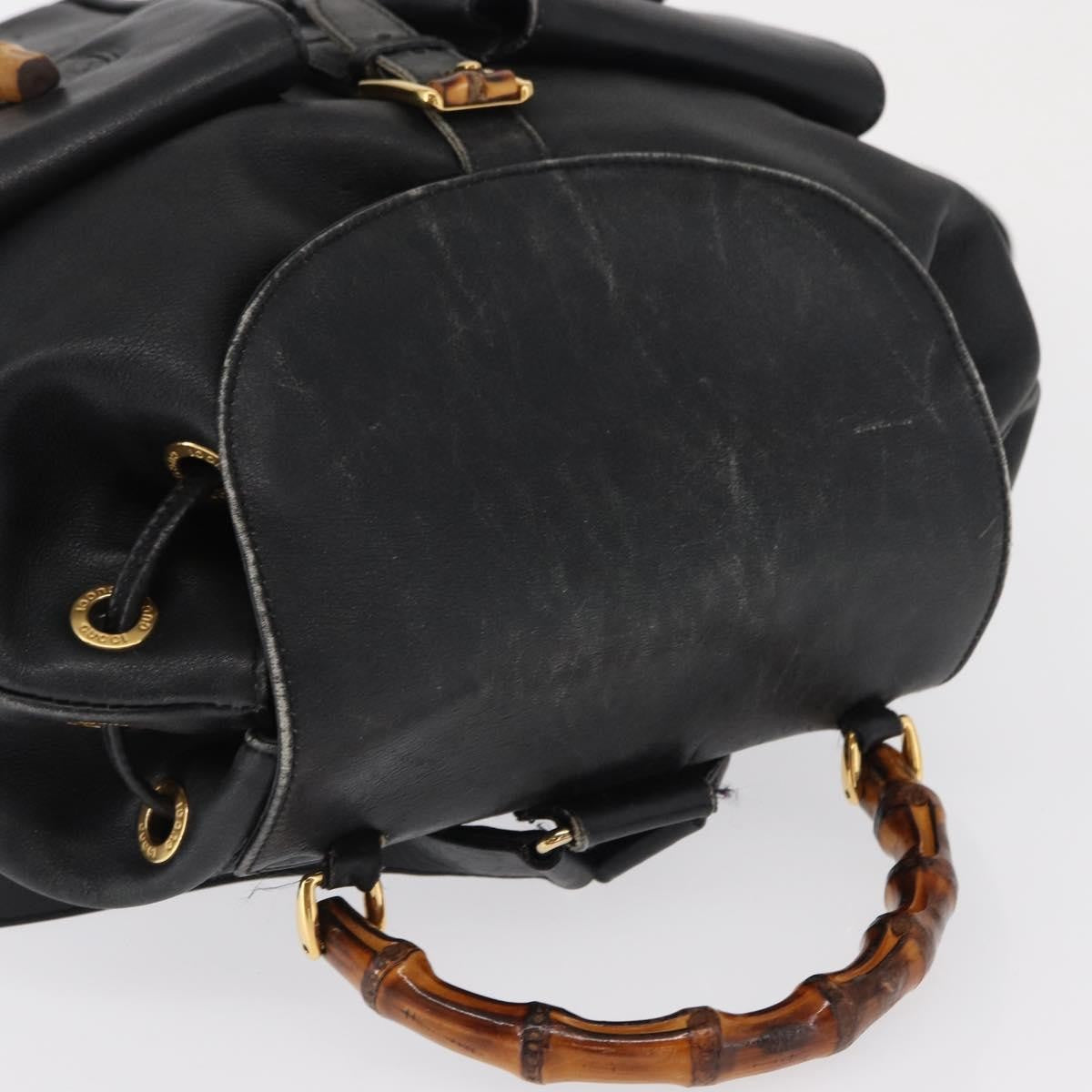 Gucci Vintage Bamboo Backpack Leather Black Leather Backpack Bag (Pre-Owned)