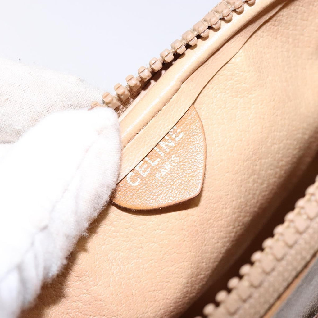 Celine Vintage Macadam Shoulder Bag Canvas And Leather Beige Canvas Shoulder Bag Bag