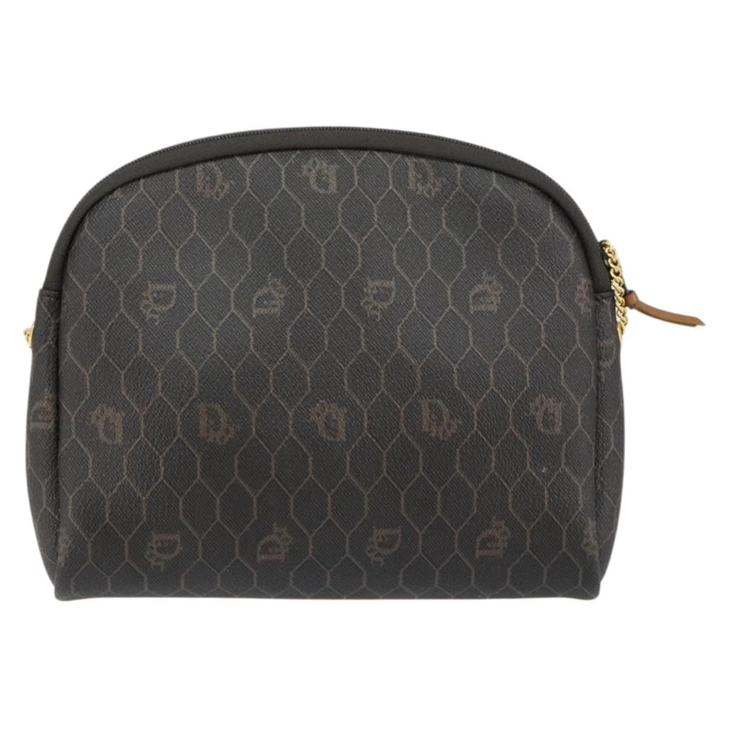 Christian Dior Vintage Honeycomb Chain Canvas Black Canvas Shoulder Bag Bag (Pre-Owned)