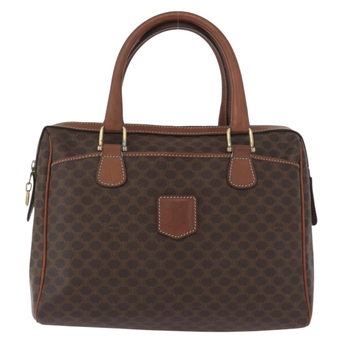 Celine Vintage Macadam Handbag Canvas And Leather Brown Canvas Handbag