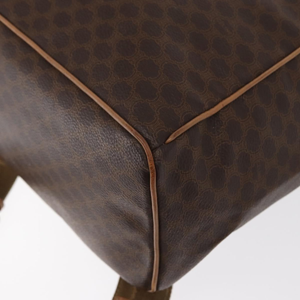 Celine Vintage Macadam Backpack Canvas And Leather Brown Canvas Backpack Bag