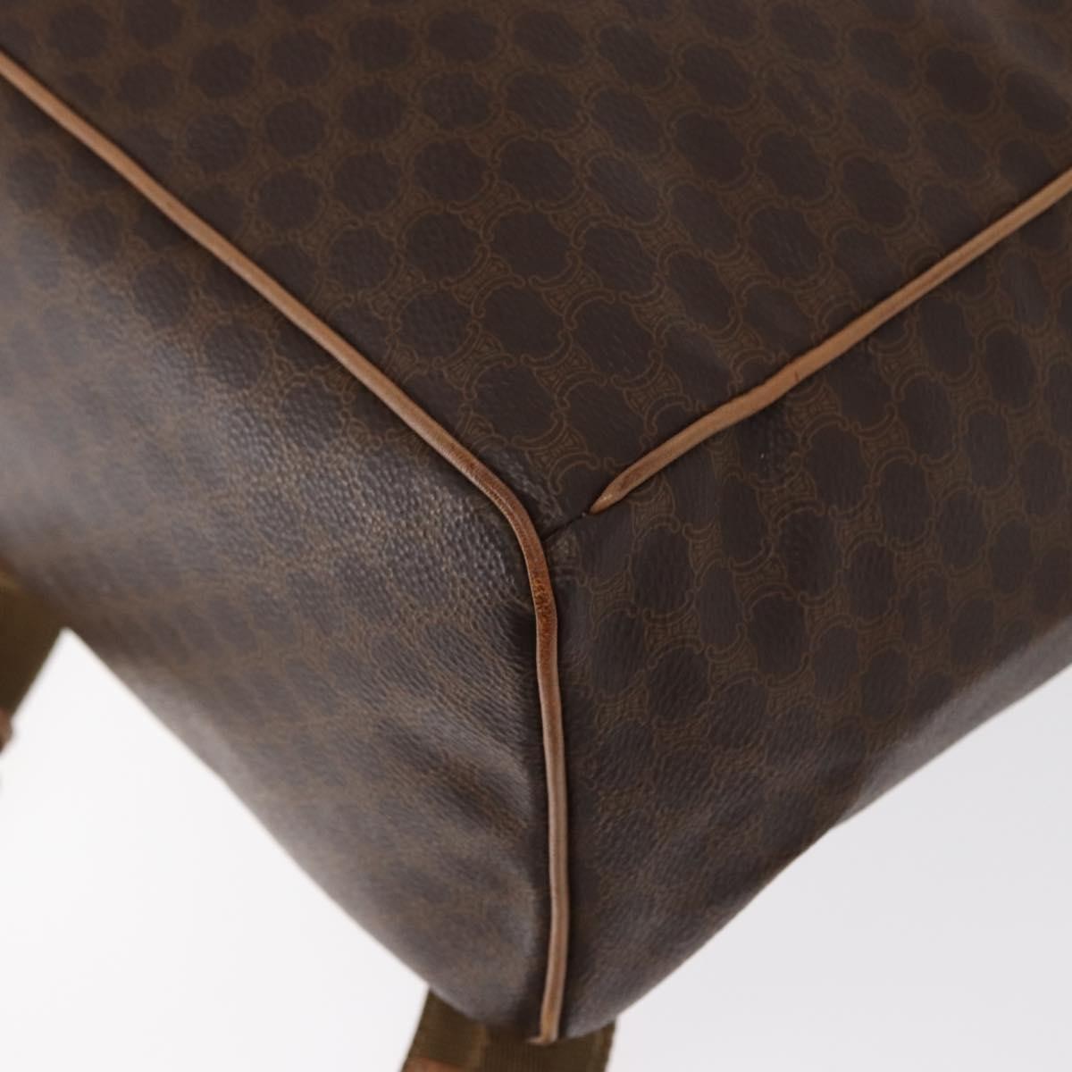 Celine Vintage Macadam Backpack Canvas And Leather Brown Canvas Backpack Bag
