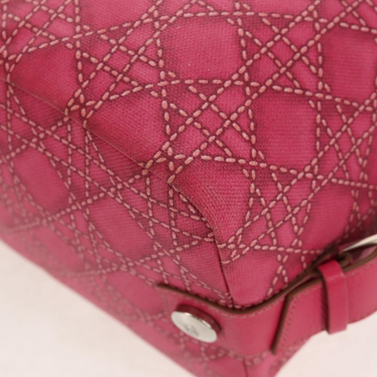 Christian Dior Cannage Handbag Canvas Pink Canvas Handbag (Pre-Owned)