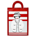 Chanel Vintage Portrait Tote Printed Leather And Quilted Patent Black Patent_Leather Tote Bag Bag