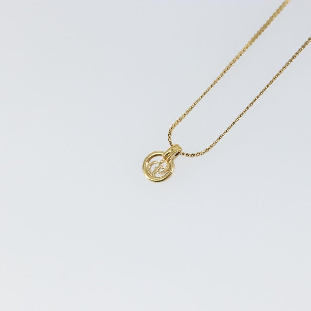 Christian Dior Cd Round Pendant Necklace Metal Gold Metal Necklace Jewelry (Pre-Owned)