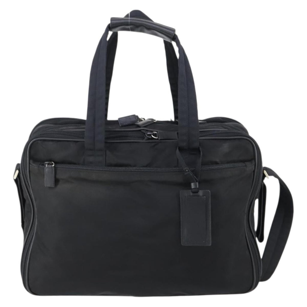 Prada Porta Computer Briefcase Tessuto And Saffiano Leather Black Nylon Briefcase Bag