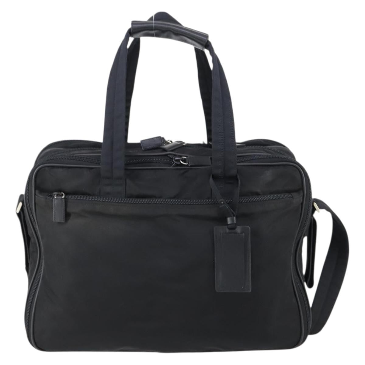 Prada Porta Computer Briefcase Tessuto And Saffiano Leather Black Nylon Briefcase Bag