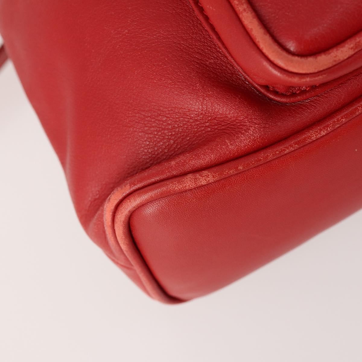 Gucci Vintage Bamboo Backpack Leather Red Leather Backpack Bag (Pre-Owned)
