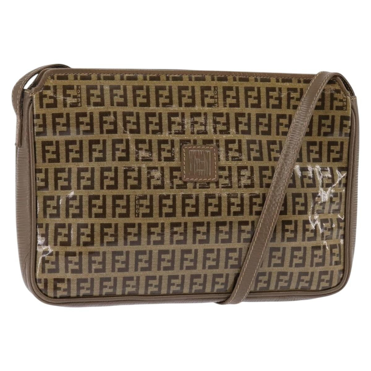 Fendi Vintage Zip Crossbody Bag Zucchino Canvas Beige Canvas Shoulder Bag Bag