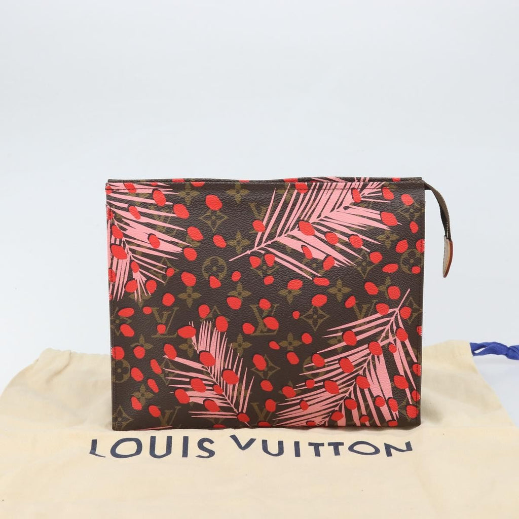 Louis Vuitton Toiletry Pouch Limited Edition Monogram Jungle Dots Red Canvas Clutche & Pouche Bag