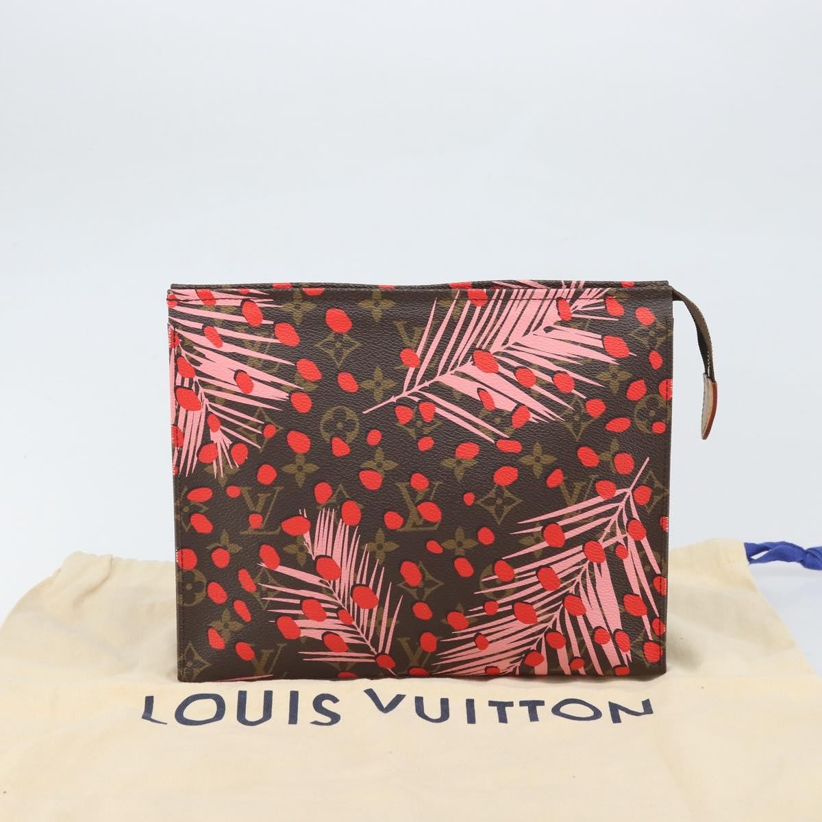 Louis Vuitton Toiletry Pouch Limited Edition Monogram Jungle Dots Red Canvas Clutche & Pouche Bag