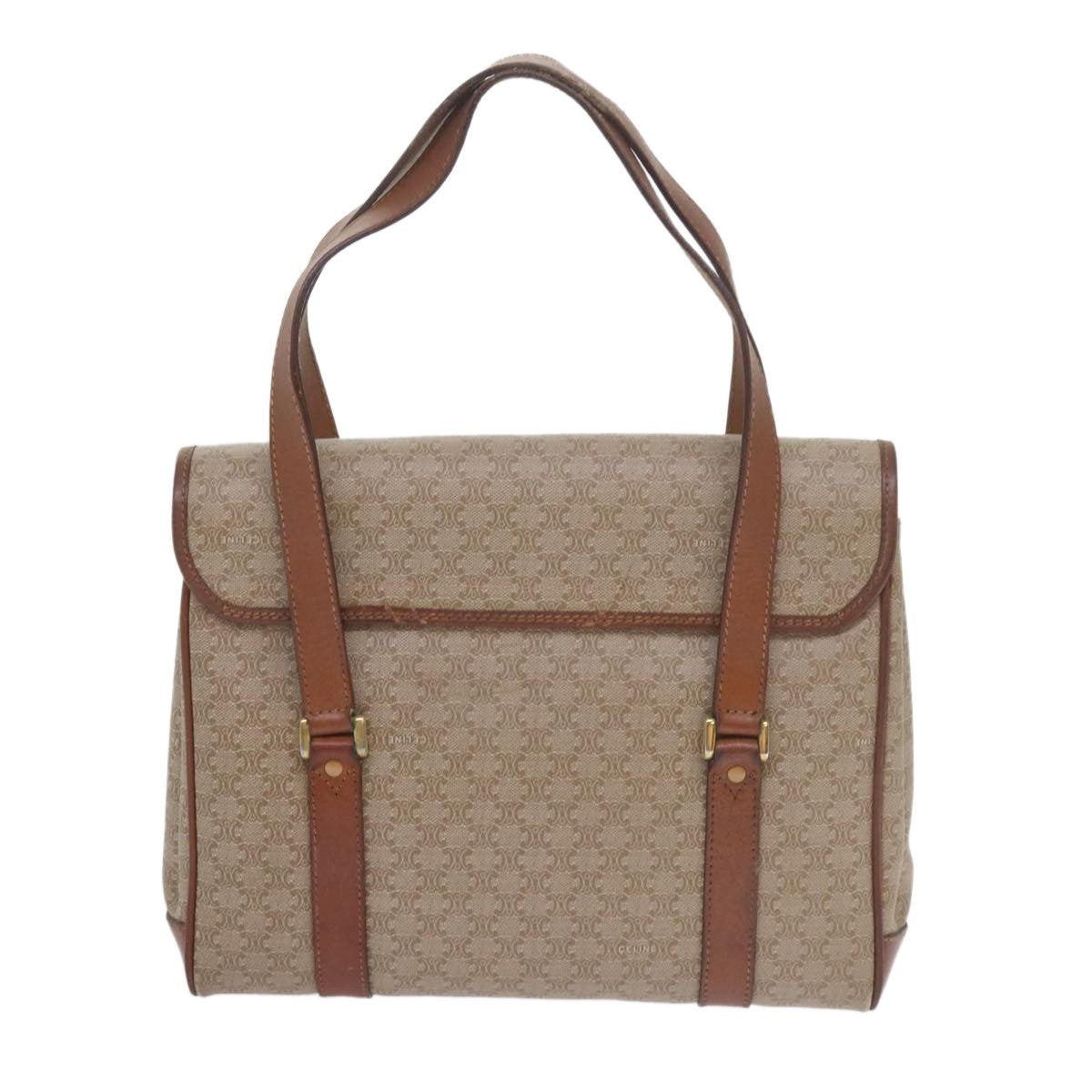 Celine Vintage Macadam Handbag Canvas And Leather Beige Canvas Handbag