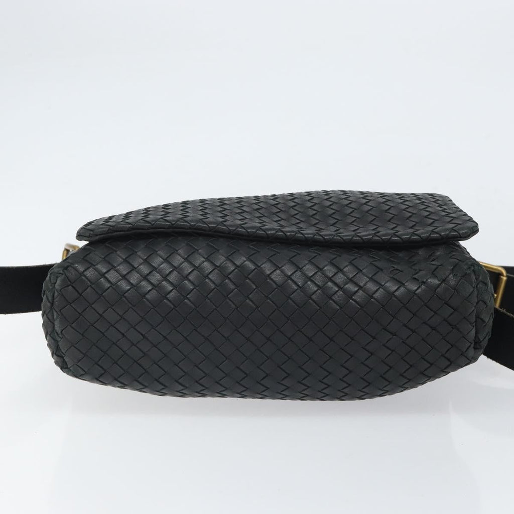 Bottega Veneta Square Flap Messenger Bag Intrecciato Nappa Black Leather Shoulder Bag Bag
