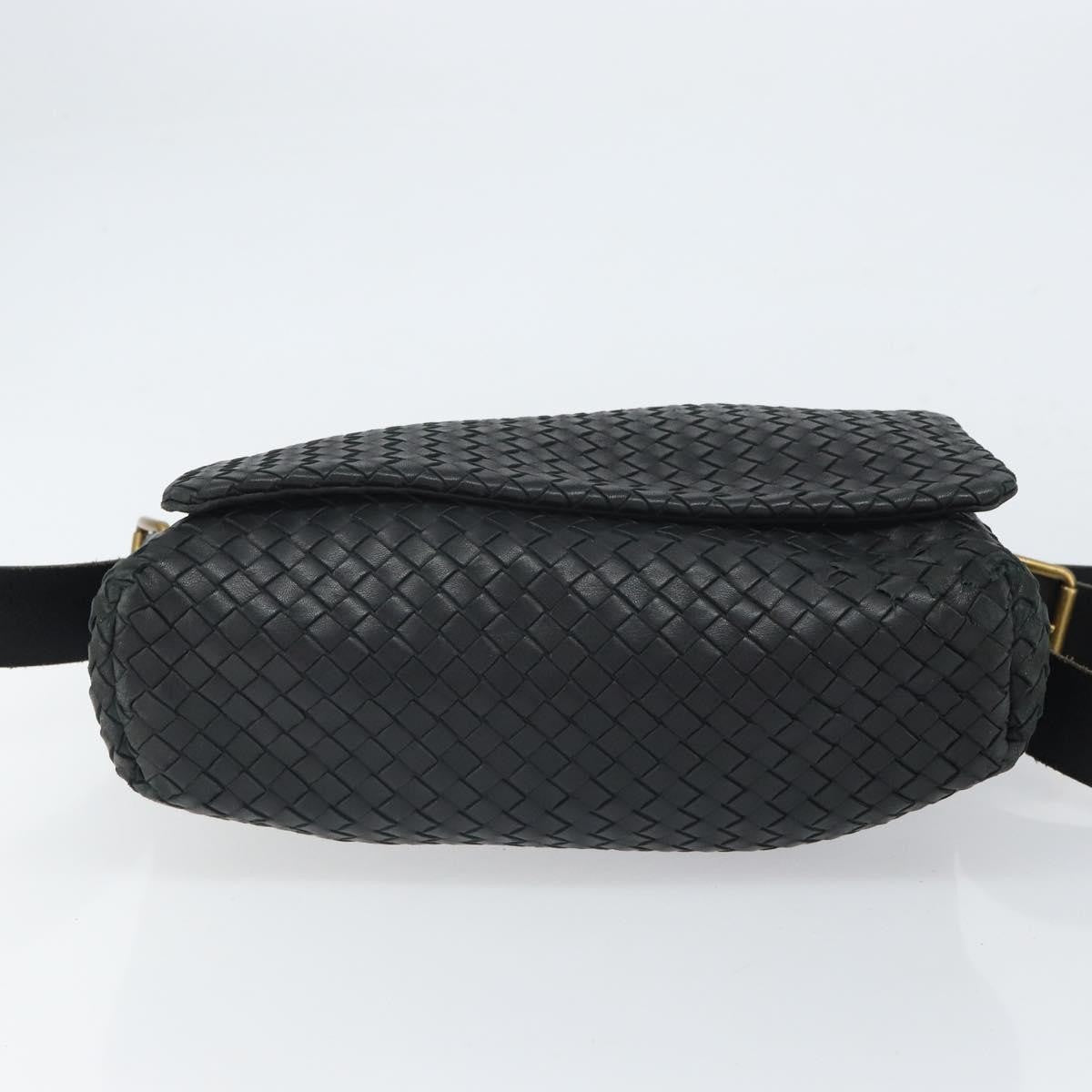 Bottega Veneta Square Flap Messenger Bag Intrecciato Nappa Black Leather Shoulder Bag Bag