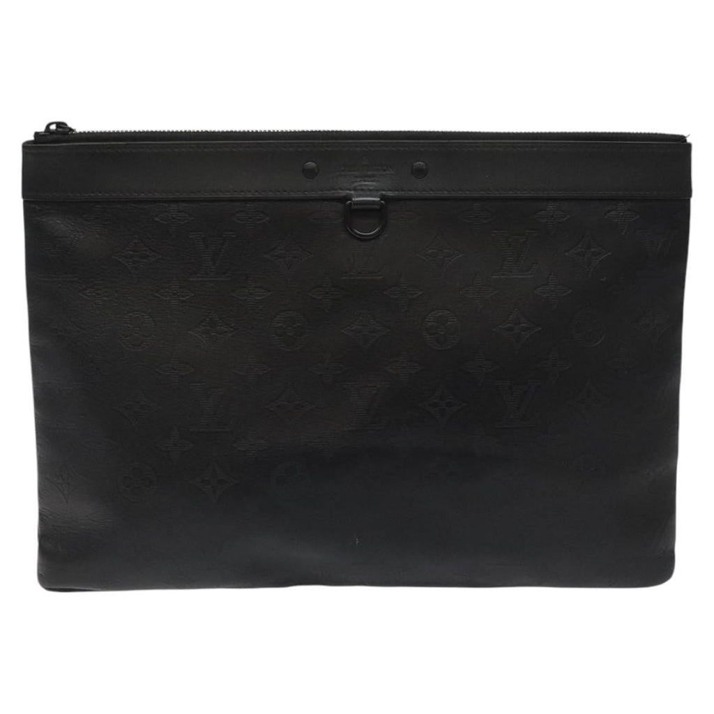 Louis Vuitton Discovery Pochette Monogram Shadow Leather Black Leather Bag