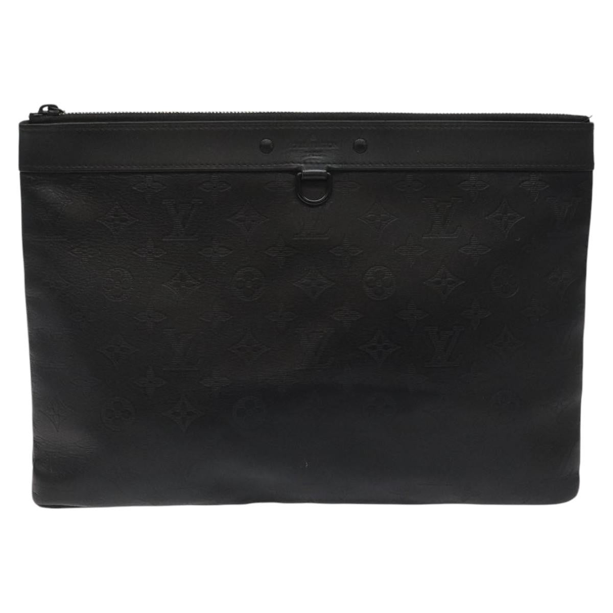 Louis Vuitton Discovery Pochette Monogram Shadow Leather Black Leather Bag