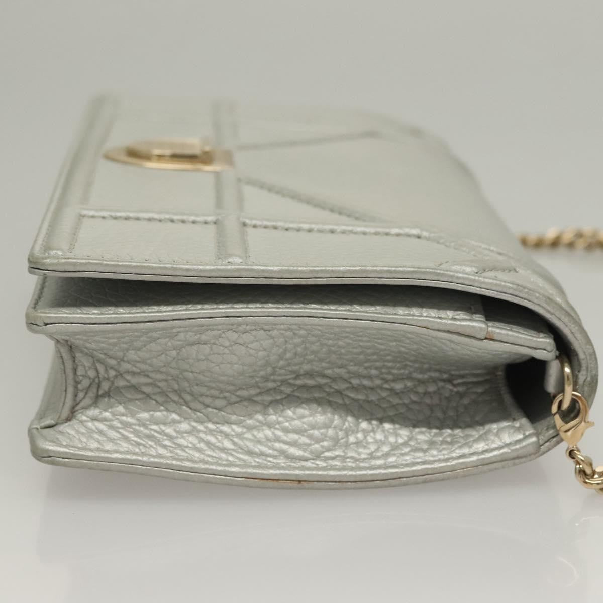 Christian Dior Diorama Wallet On Chain Leather Silver Leather Bag (Pre-Owned)