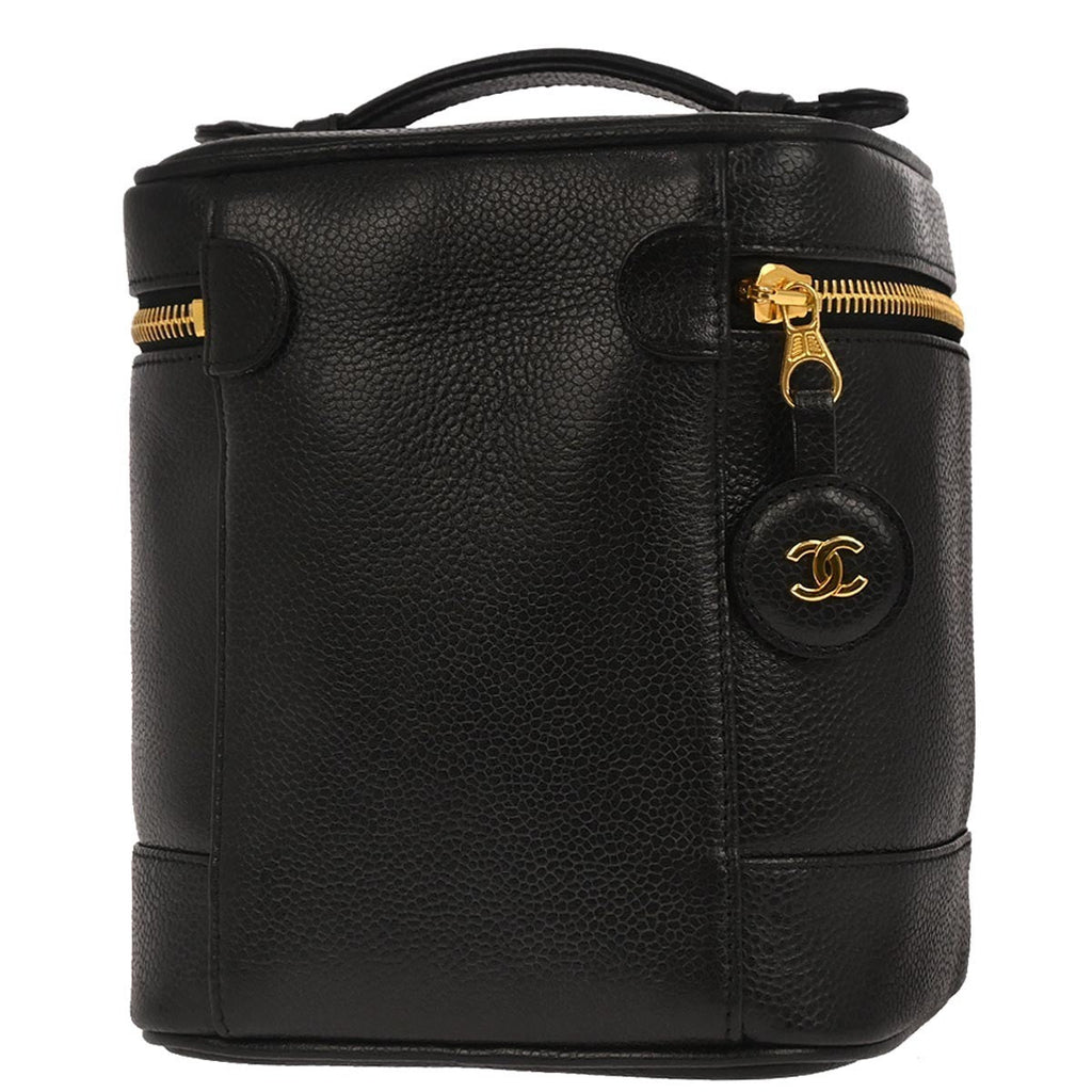 Chanel Vintage Timeless Cosmetic Case Caviar Black Leather Clutche & Pouche Bag