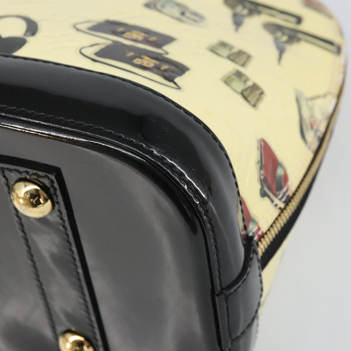 Louis Vuitton Alma Handbag Limited Edition Stickers Monogram Vernis White Patent_Leather Handbag