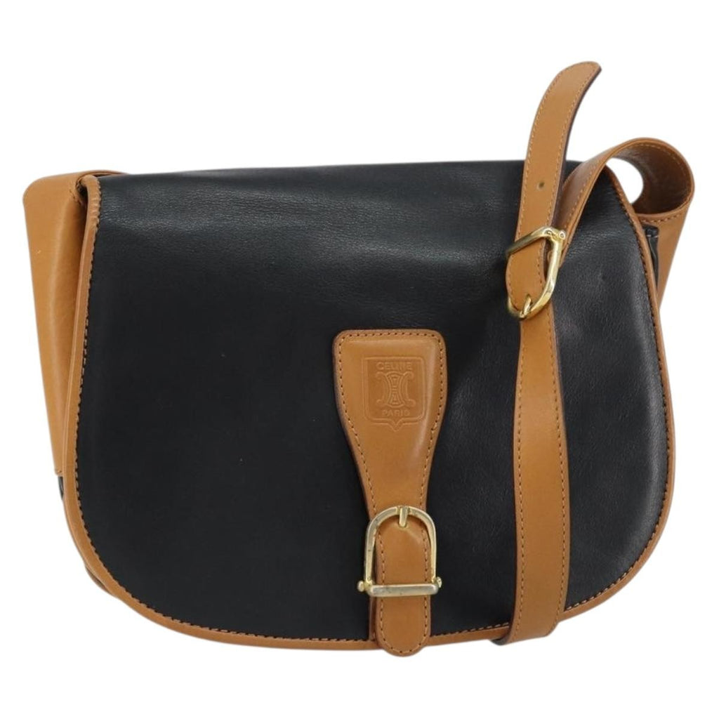 Celine Vintage Shoulder Bag Leather Black Leather Shoulder Bag Bag