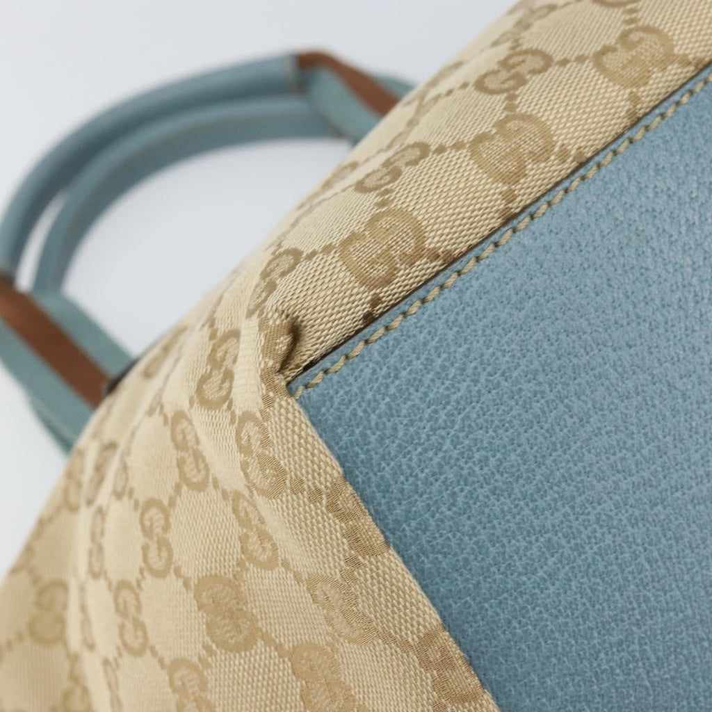 Gucci Web Zip Tote Gg Canvas Beige Canvas Tote Bag Bag (Pre-Owned)