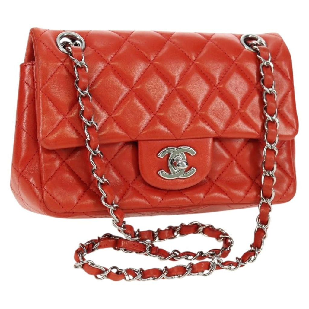 Chanel Flap Shoulder Bag Leather Red Leather Handbag