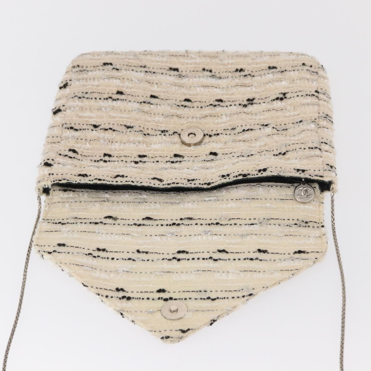 Chanel Vintage Envelope Chain Clutch Tweed White Tweed Clutche & Pouche Bag