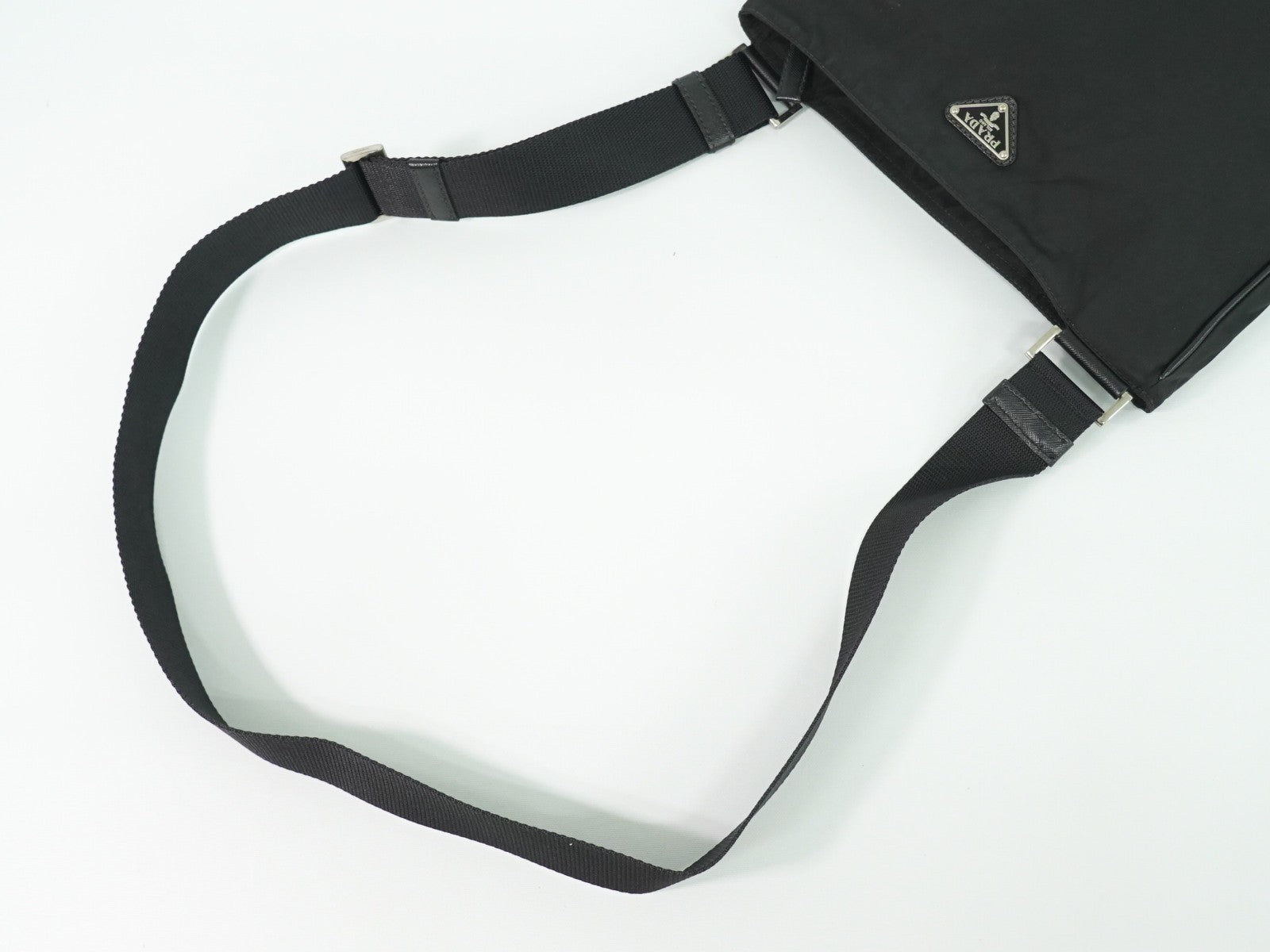 Prada Flat Messenger Bag Tessuto Black Nylon Shoulder Bag Bag