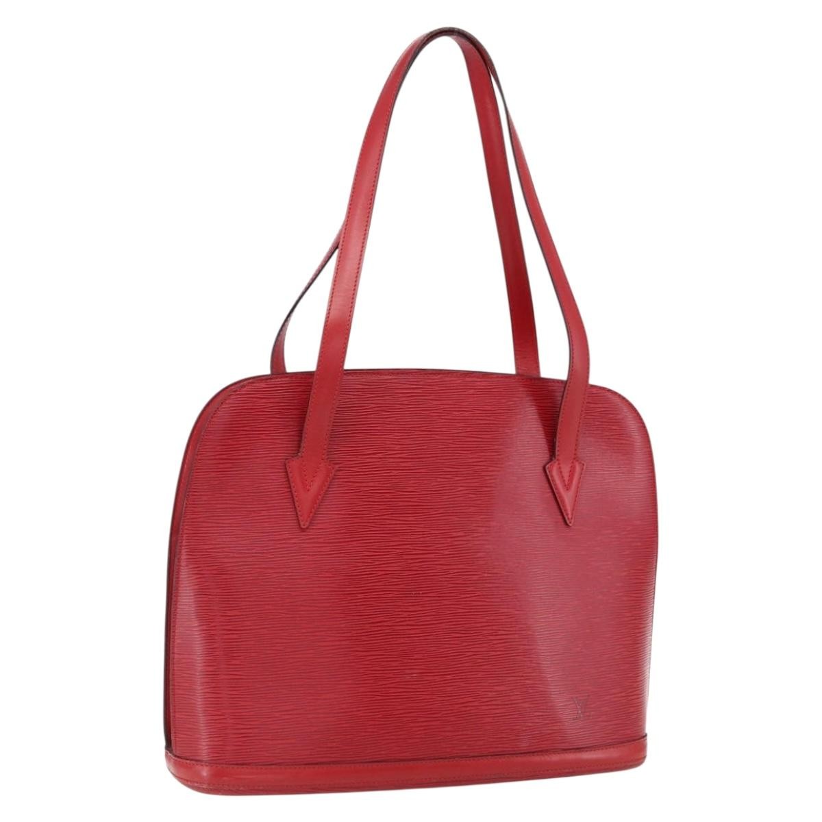 Louis Vuitton Lussac Handbag Epi Leather Red Leather Shoulder Bag