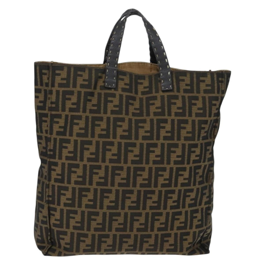 Fendi Open Shopping Tote Zucca Canvas Brown Canvas Tote Bag Bag