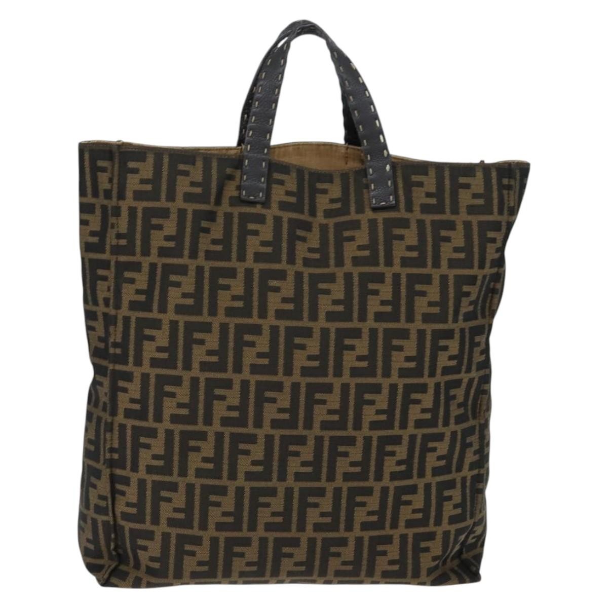Fendi Open Shopping Tote Zucca Canvas Brown Canvas Tote Bag Bag