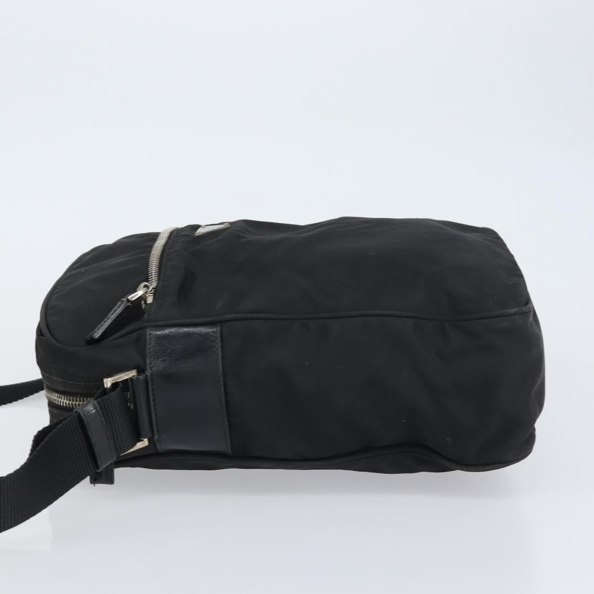 Prada Front Pocket Zip Messenger Bag Tessuto With Saffiano Leather Black Nylon Shoulder Bag Bag