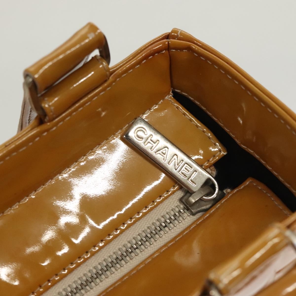 Chanel Chocolate Bar Cc Tote Quilted Patent Yellow Patent_Leather Handbag