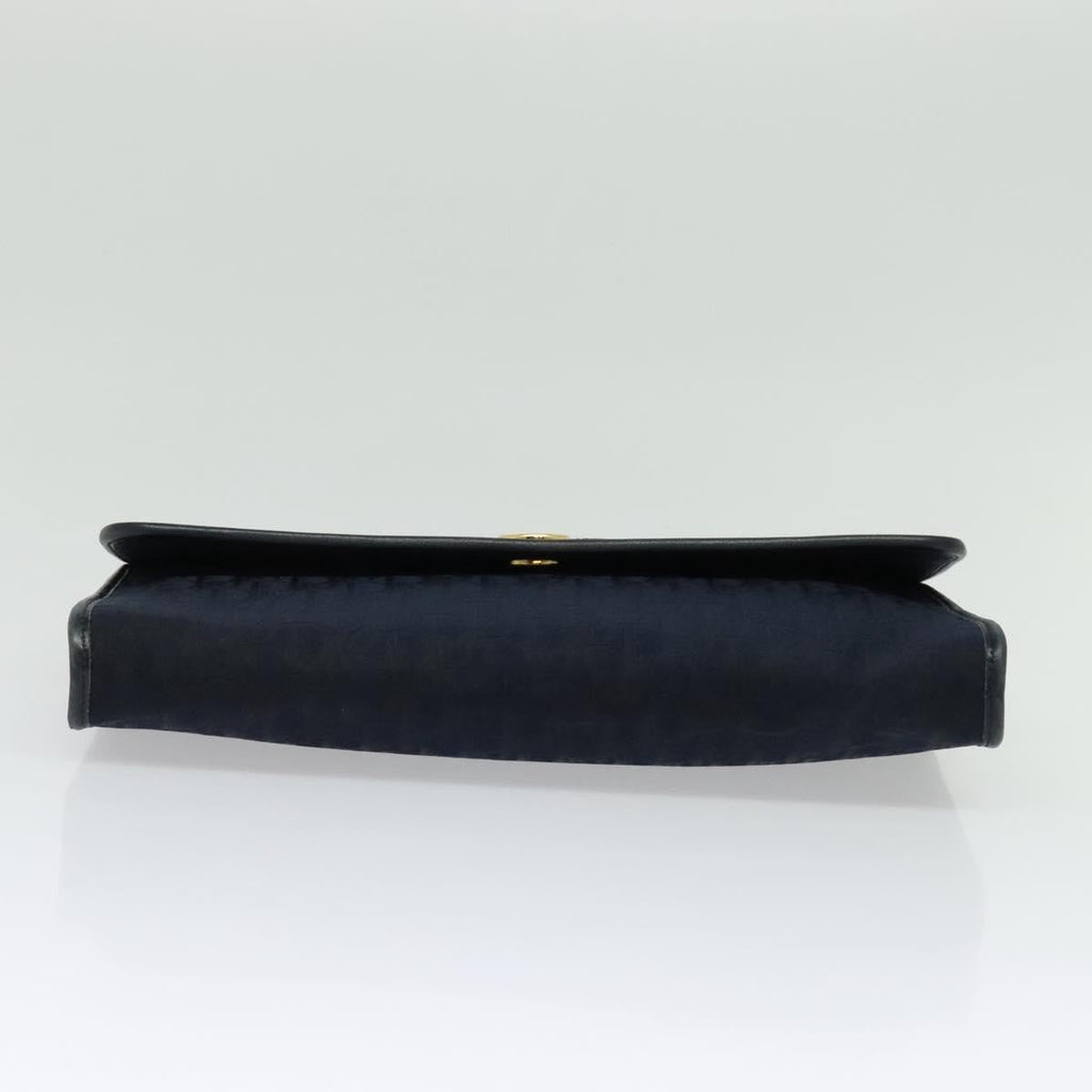 Christian Dior Vintage Chain Flap Shoulder Bag Diorissimo Canvas Navy Canvas Shoulder Bag Bag (Pre-Owned)